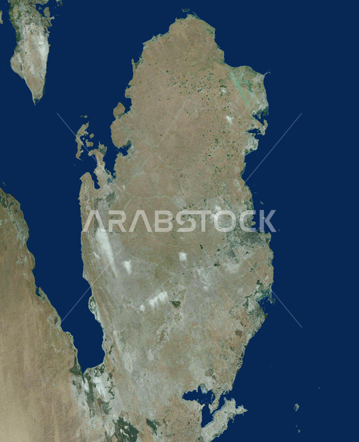  المدن والبلدان المجاورة لدولة قطر ، خارطة الوطن العربي على الكرة الأرضية باللون الأزرق ، الحدود الجغرافية للبلاد ، تحديد موقع قطر بين دول العالم