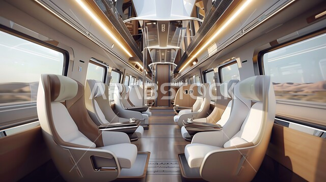 مقاعد عصرية ومريحة, قطار فائق السرعة, الفن الهندسي الحديث في تصميم الديكورات الداخلية, تطور وسائل النقل في المملكة العربية السعودية, السفر براحة وأمان