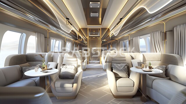  قطار عصري فائق السرعة, تطور وسائل النقل في المملكة العربية السعودية, الفن الهندسي الحديث في تصميم الديكورات الداخلية,مقاعد مريحة وأنيقة, السفر براحة وأمان