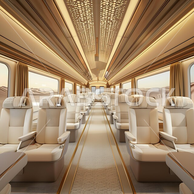 الأناقة والفن في تصميم الديكورات الداخلية, قطار عصري وأنيق في المملكة العربية السعودية, مقاعد مريحة وآمنة, وسائل النقل والمواصلات، سرعة وراحة متطورة