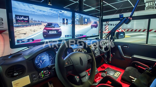 مدرسة قيادة حديثة ومجهزة بأحدث أجهزة المحاكاة ومرافق التدريب للسائقين السعوديين الطموحين  الجدد, مقود وشاشة تحاكي الواقع والطرقات, التدريب على قيادة السيارة بسلامة وأمان