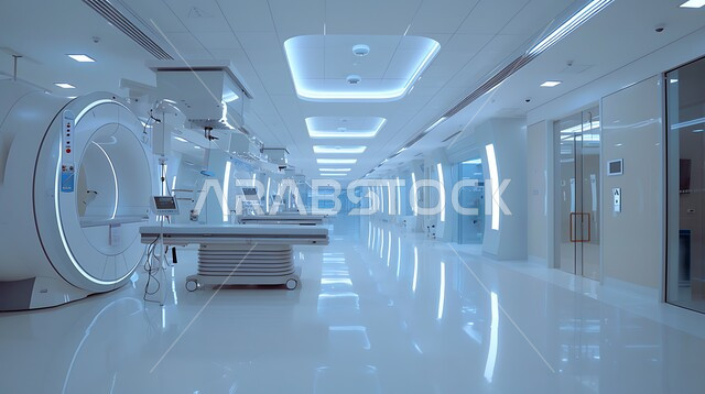 التصاميم الحديثة العصرية للمشافي ,فحص وتشخيص المرضى في المستشفى، سرير إلكتروني طبي كهربائي للمريض، حجره مجهزه بالأدوات والأجهزة المتطورة، استخدام التقنيه والتكنولوجيا في العلاج والطب الحديث في المستشفيات الذكية في المستقبل