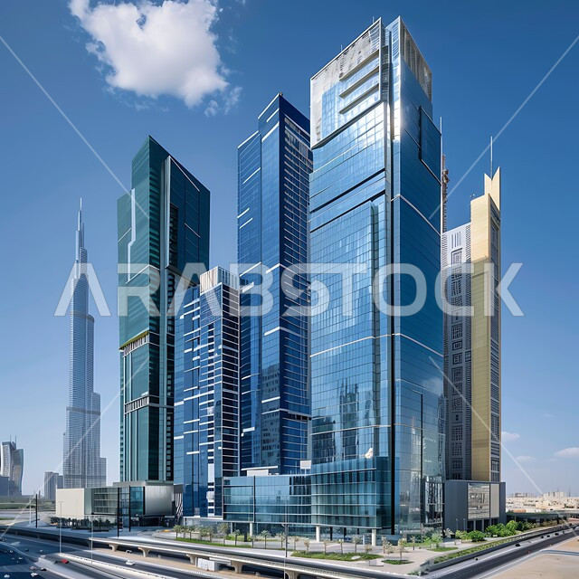 التقدم و النمو العمراني ,الفنون و التصاميم الهندسية المعمارية الحديثة لناطحات السحاب في المملكة، الأبراج والمباني والمنشآت التجارية، رؤية مستقبلية سعودية 2030، مفهوم تدقيق المشاريع والإشراف على العمل, مركز أعمال سعودي بواجهات زجاجية ضخمة