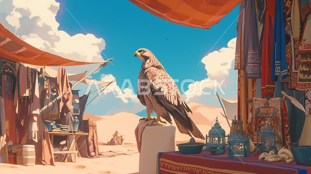 تنظيم فعاليات موسم الصيد ,الاعتزاز و الفخر بالتراث السعودي العريق في تربية الطيور الجارحة والمفترسة ,رسوم ثلاثية الابعاد للصقور على طريقة الانمي في المملكة العربية السعودية، صورة مقربة لطائر الصقر بني اللون في إحدى المحميات الطبيعيه