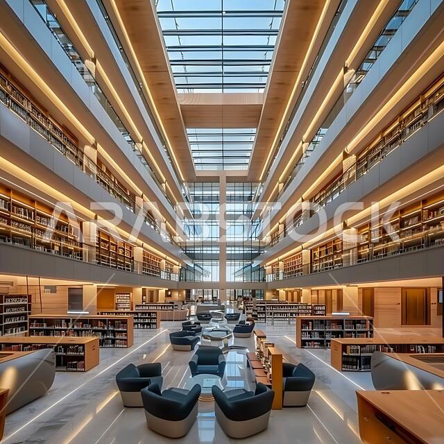  مفهوم حب المطالعة و الابتكارات, صورة من الاعلى لمكتبات بتصاميم عصرية ,الديكورات الداخلية الفاخرة لمكتبة حديثة في المملكة العربية السعودية, أثاث راقي مريح و أنيق, رؤية مستقبلية سعودية 2030