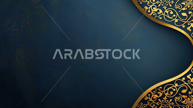 قالب تصميم إسلامي مزخرف، تصاميم ديكور ديني ذهبي، بطاقات تهنئة فارغة، زخارف و ديكورات اسلاميه عربية، الفن الهندسي العصري الحديث، خلفية سوداء
