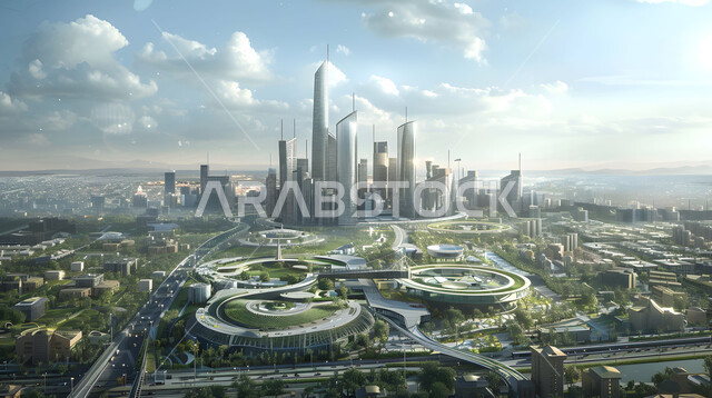 التقدم و النمو العمراني ,الفنون و التصاميم الهندسية المعمارية الحديثة لناطحات السحاب في المملكة، الأبراج والمباني والمنشآت التجارية المضيئة، رؤية مستقبلية سعودية 2030، مفهوم تطوير وتحسين البنية التحتية، منظر الغيوم في السماء