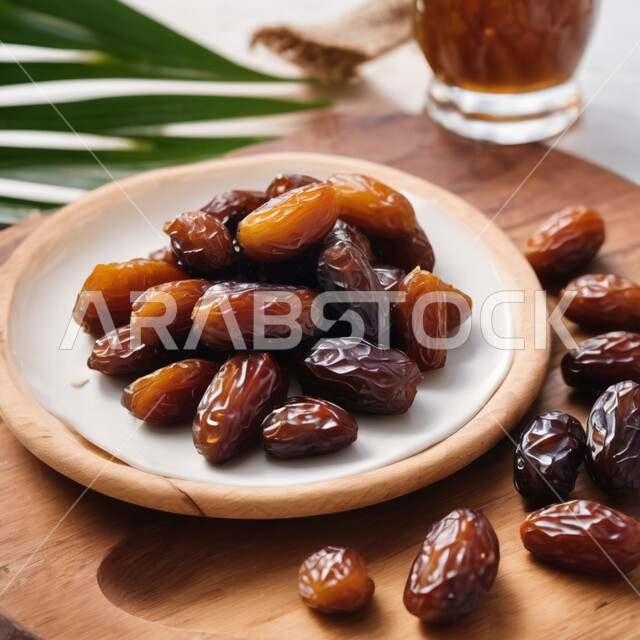 مصدر طبيعي للسكريات، ضيافة رمضانية شهية، صورة مقربة لطبق مليئ بحبات التمر الطازجة، منتجات ومحاصيل زراعية محلية سعودية وطنية، وجبة ذات قيمة غذائية عالية، غذاء صحي ومفيد