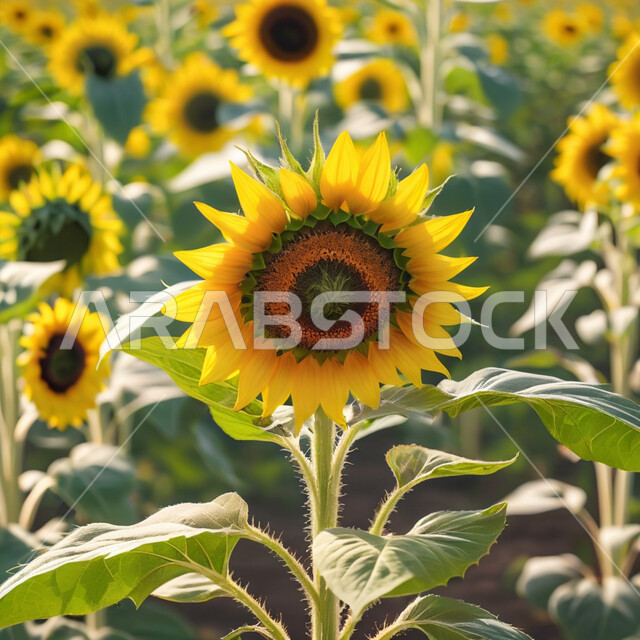 الحقول الزراعية الخضراء في المملكة العربية السعودية، صورة مقربة لأزهار عباد الشمس المتفتحة في إحدى الحدائق، المزارع الطبيعية المليئة بالنباتات والزهور