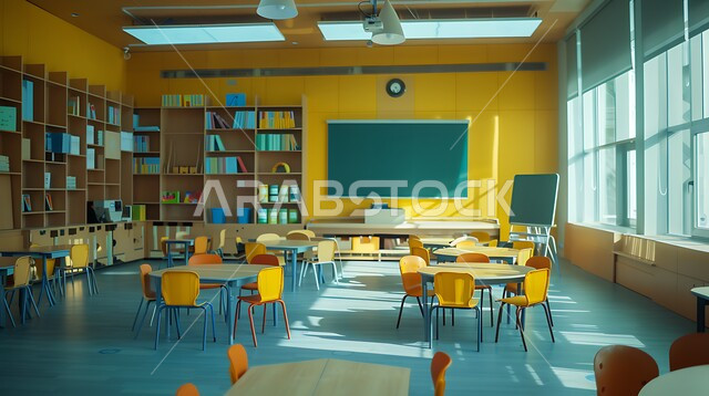 Innovative designs and decorations in colors that attract students’ attention, nurturing children’s minds for the advancement of the country, new schools with advanced techniques and modern technology, using effective educational methods, advancement of the educational field in the Kingdom of Saudi Arabia