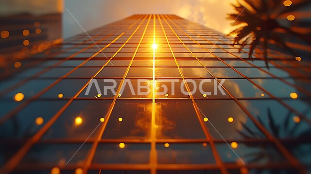  النمو و التقدم العمراني في العاصمة, الفن الهندسي المعماري على الطراز الحديث للأبراج وناطحات السحاب في المملكة العربية السعودية, برج حديث بواجهات زجاجية في مدينة الرياض, المنشآت التجارية الفاخرة في وقت النهار