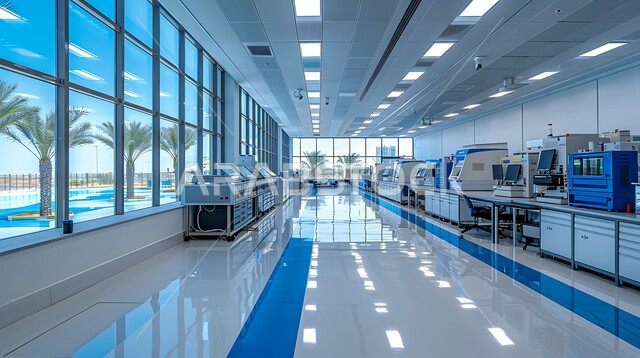 The advancement of biotechnology in scientific laboratories, a modern Saudi research center in the Kingdom of Saudi Arabia, medicine and health care, the concept of scientific research and development of samples through advanced modern devices in the medical research laboratory