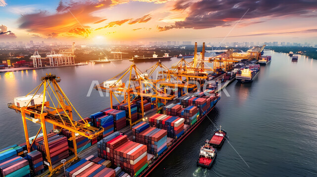 الاقتصاد البحري لنقل واستلام كونتينرات التخزين، ميناء شحن البضائع و الحاويات التجارية، تجارة السلع والمنتجات المحلية عبر السفن في البحار، استيراد وتصدير البضاعة في المملكة العربية السعودية