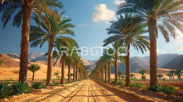 مزارع إنتاج التمور، محاصيل ومنتجات وطنية محلية، حقول أشجار النخيل المثمرة في المملكة العربية السعودية، الأراضي الزراعية و المحميات الطبيعية الخصبة، الاهتمام بالتشجير والزراعة، الرمال الذهبية الناعمة، خلفيات الطبيعة