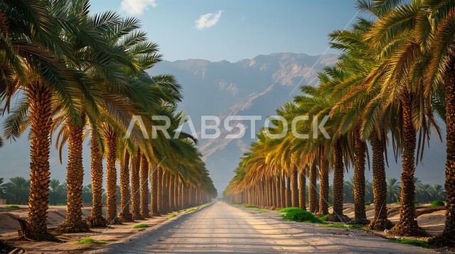 محاصيل ومنتجات وطنية محلية، مزارع إنتاج التمور، حقول أشجار النخيل المثمرة في المملكة العربية السعودية، الأراضي الزراعية و المحميات الطبيعية الخصبة، الاهتمام بالتشجير والزراعة، الرمال الذهبية الناعمة، خلفيات الطبيعة