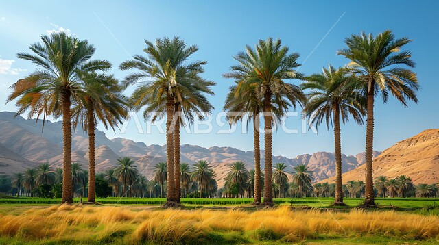 الاهتمام بالتشجير والزراعة، محاصيل ومنتجات وطنية محلية، مزارع إنتاج التمور، حقول أشجار النخيل المثمرة في المملكة العربية السعودية، الأراضي الزراعية و المحميات الطبيعية الخصبة، خلفيات الطبيعة