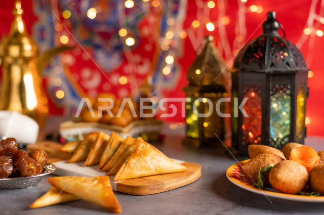 Ramadan lantern, Ramadan lighting, Ramadan decorations, sharing the wonderful atmosphere of Ramadan, some varieties of delicious Arabic food, the month of Ramadan, Ramadan Kareem