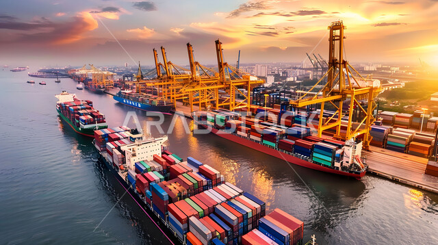 الاقتصاد البحري لنقل واستلام كونتينرات التخزين، تجارة السلع والمنتجات المحلية عبر السفن في البحار، ميناء شحن البضائع و الحاويات التجارية، استيراد وتصدير البضاعة في المملكة العربية السعودية