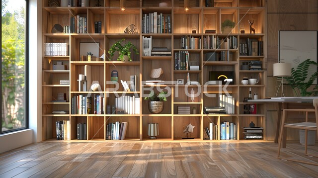 تصميم داخلي لمكتبة مليئة بالروايات والقصص المرتبة على الأرفف البيضاء، الديكورات الداخليه المتميزة، معالم وأماكن سياحية مشهورة في المملكة العربية السعودية, مكان للقراء ومحبي العلم والكتب والمعرفة، كتب ومجلدات ثقافية وعلمية