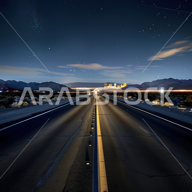 شوارع حديثة محددة بالخط الأصفر, إنارة الطرق العامة بشكل جيد في الليل, خط سير السيارات, التطور العمراني والمعماري في المملكة العربية السعودية