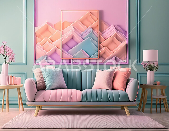 لوحات جدارية معلقة, التحف والديكورات الداخليه الأنيقة، غرفة جلوس بألوان مميزة، غرف معيشه بتصاميم عصرية حديثه فاخرة، شقق وفلل سكنية في المملكة العربية السعودية، أثاث منزلي راقي ومريح