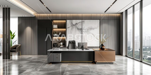 تصاميم عصرية حديثة لمكاتب الشركات السعودية، واجهات زجاجية كبيرة في مكاتب العمل، تجهيزات مكتبية حديثة وأثاث أنيق ومريح، تصاميم داخلية وديكورات راقية خشبية على الطراز الحديث