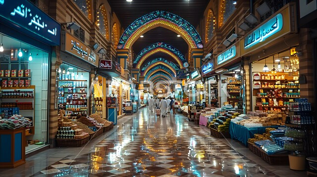 Entertainment activities to attract tourists from all over the world, high-end interior designs and decorations for modern markets in the city of Riyadh, tourist places in the Kingdom of Saudi Arabia, shops and commercial centers.