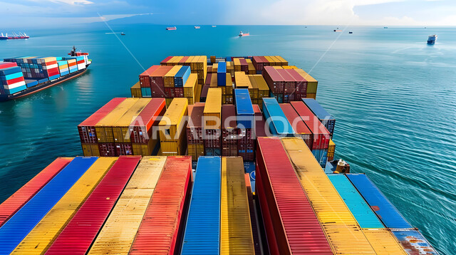 اعتماد الوسائل المتطورة الحديثه لإستيراد وتصدير البضاعة في السعودية، نقل واستلام كونتينرات التخزين عبر الاقتصاد البحري، تجارة وبيع السلع والمنتجات المحلية عبر السفن في البحار، ميناء شحن البضائع و الحاويات التجارية