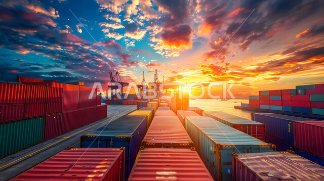 استعمال الوسائل المتطورة الحديثه لإستيراد وتصدير البضاعة في السعودية، نقل واستلام كونتينرات التخزين عبر الاقتصاد البحري، تجارة وبيع السلع والمنتجات المحلية عبر السفن في البحار، ميناء شحن البضائع و الحاويات التجارية