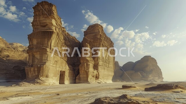 العراقة والأصالة والتراث السعودي, الآثار التاريخية القديمة, السياحة في الطبيعة الصحراوية, التكوينات والتشكيلات الحجرية الأثرية, موقع أثري سياحي في المملكة العربية السعودية, الرمال الذهبية الناعمة في الصحاري الخليجية