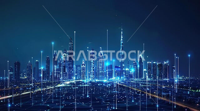 تطوير البنية التحتية الرقمية، قطاع تكنولوجيا المعلومات في إمارة دبي، رؤية سعودية مستقبلية 2030، مفهوم المدينة الذكية وشبكة الإتصالات الكبيرة، استخدام التقنيات المتطورة في انشاء المدن الحديثة في الامارات العربية المتحدة