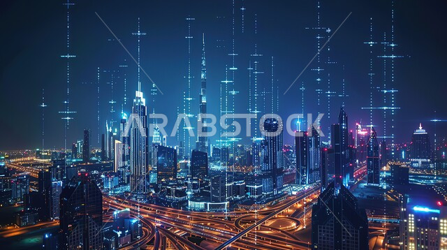 تطوير البنية التحتية الرقمية، قطاع تكنولوجيا المعلومات في إمارة دبي، رؤية سعودية مستقبلية 2030، مفهوم المدينة الذكية وشبكة الإتصالات الكبيرة، استخدام التقنيات المتطورة في انشاء المدن الحديثة في الامارات العربية المتحدة