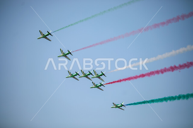 إظهار الولاء والحب للدولة السعودية، استذكار اليوم الوطني السعودي في 23 سبتمبر، فعاليات يوم العلم 11 مارس، الاحتفال بالاعياد والمناسبات الوطنية، تقديم عروض جوية في سماء المملكة العربية السعودية، استعراض فريق الطيران باليوم الوطني السعودي