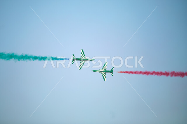 تقديم عروض جوية في سماء المملكة العربية السعودية، استعراض فريق الطيران باليوم الوطني السعودي، إظهار الولاء والحب للدولة السعودية، استذكار اليوم الوطني السعودي في 23 سبتمبر، فعاليات يوم العلم 11 مارس، الاحتفال بالاعياد والمناسبات الوطنية