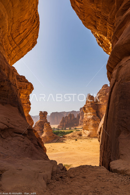 The beauty of the desert nature of the city of Al-Ula, rocks of various forms in the desert of Saudi Arabia, ancient tourist attractions