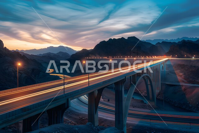 تسهيل حركة مرور السيارات، الفن الهندسي المعماري لطرقات السير على الطراز الحديث، الطرق السريعة المضيئة ليلا، التضاريس والمرتفعات الجبلية في المملكة، بناء الجسور فوق الأنهار والبحيرات المائية في السعودية