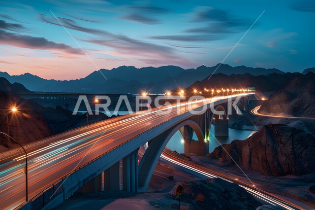 الفن الهندسي المعماري لطرقات السير على الطراز الحديث، الطرق السريعة المضيئة ليلا، التضاريس والمرتفعات الجبلية في المملكة، بناء الجسور فوق الأنهار والبحيرات المائية في السعودية، تسهيل حركة مرور السيارات