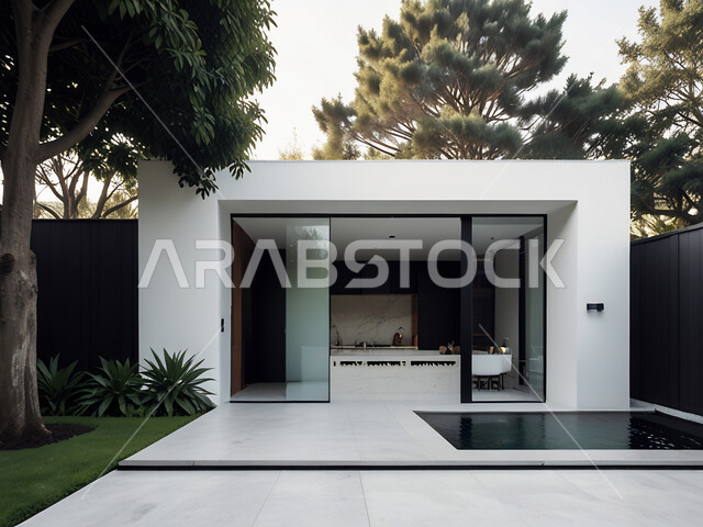 النمو والتقدم العمراني، الشجيرات والنباتات الخضراء، تصاميم داخلية وديكورات راقية على الطراز الحديث لشقق سكنية في المملكة العربية السعودية، أثاث أنيق ومريح، الفن الهندسي المعماري للفلل والعقارات الجديدة