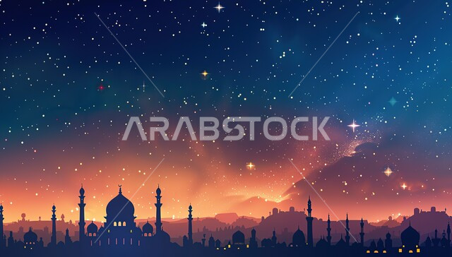 النجوم المتناثرة في السماء ليلاً, خلفيات مساجد اسلامية في وضع الليل، تصميم مسجد اسلامي متميز ، العبادة وأداء الصلاة في المساجد، خلفيات وديكورات رمضانية، الفن الهندسي والمعماري للمساجد القديمة والحديثة