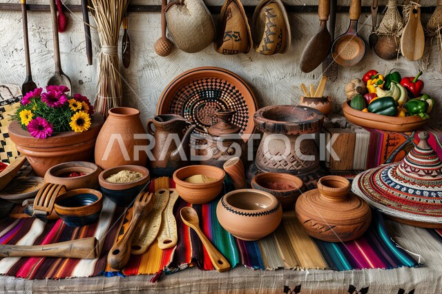 مهن وصناعات يدوية قديمة، تحف و آثار ثراثية, متجر لبيع أواني الفخار في الأسواق الشعبية التقليدية في المملكة العربية السعودية, الأواني والمنتجات الفخارية المصنوعة من الطين، شراء الهدايا التذكارية والفخارات الملونة والمزخرفة