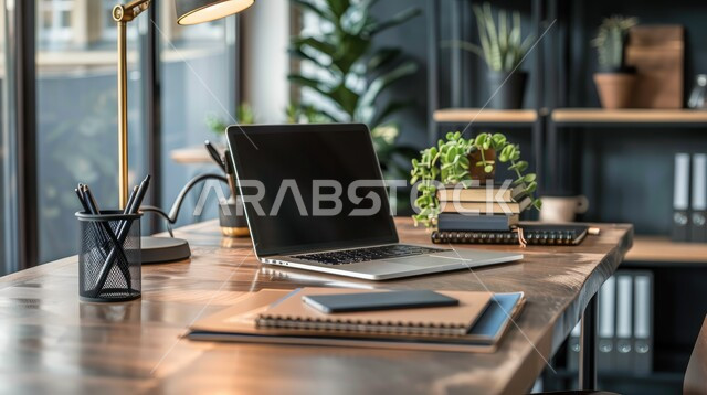 تجهيزات مكتبية حديثة وأثاث أنيق ومريح، تصاميم عصرية حديثة لمكاتب الشركات السعودية، واجهات زجاجية كبيرة في مكاتب العمل، ديكورات داخلية خشبية راقية على الطراز الحديث