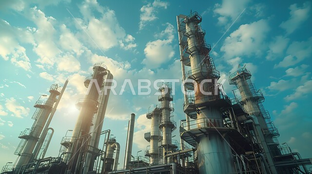 جودة الآلات والمعدات في معامل استخرج النفط، استخدام التقنيات الحديثة في انتاج الزيوت والغاز ، مصانع تكرير البترول في المملكة العربية السعودية، مفهوم العمل في القطاع الهندسي الصناعي، منظر الغيوم في السماء