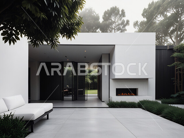 النباتات و الشجيرات الخضراء ,الفن الهندسي المعماري للفلل والعقارات الجديدة ,التقدم و النمو العمراني في المملكة العربية السعودية, ديكورات على الطراز الحديث للشقق السكنية والمنازل, أثاث أنيق ومريح