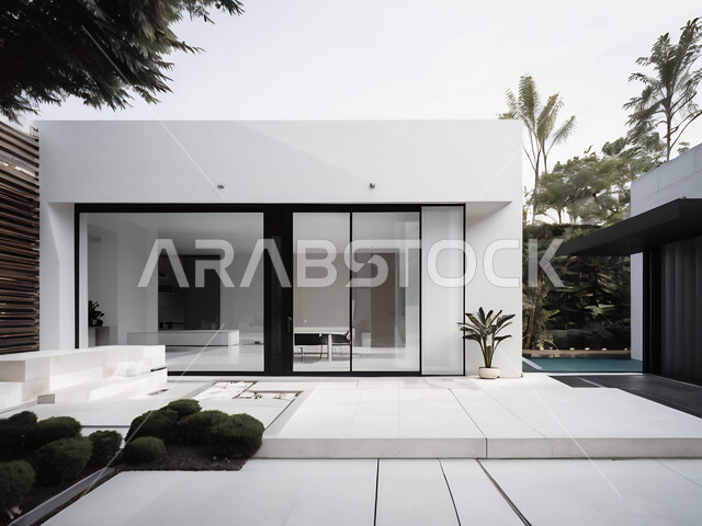 التقدم و النمو العمراني في المملكة العربية السعودية, ديكورات على الطراز الحديث للشقق السكنية والمنازل, الفن الهندسي المعماري للفلل والعقارات الجديدة ,أثاث أنيق ومريح،  الشجيرات والنباتات الخضراء