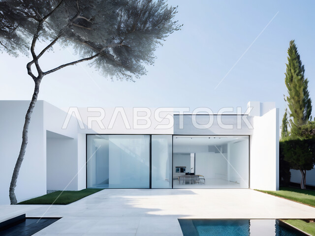  الفن الهندسي المعماري للفلل والعقارات الجديدة ,أثاث أنيق ومريح،  الشجيرات والنباتات الخضراء, النمو والتقدم العمراني في المملكة العربية السعودية، ديكورات على الطراز الحديث للشقق السكنية والمنازل