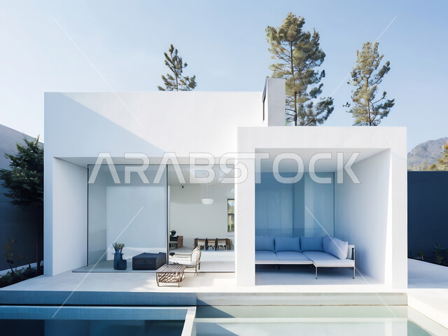  النمو والتقدم العمراني في المملكة العربية السعودية، ديكورات على الطراز الحديث للشقق السكنية والمنازل، أثاث أنيق ومريح، الفن الهندسي المعماري للفلل والعقارات الجديدة, الشجيرات والنباتات الخضراء