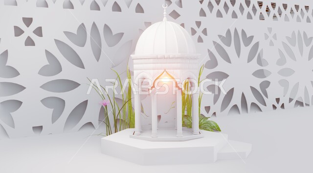 ديكورات وأنوار في الأجواء الرمضانية الروحانية، فانوس عربي معدني مزخرف مضيء، إضاءة وزينة شهر رمضان المبارك، فوانيس و تحف اسلامية تقليدية للاحتفال بقدوم شهر الخير، الفن الاسلامي للتحف والاكسسوارات