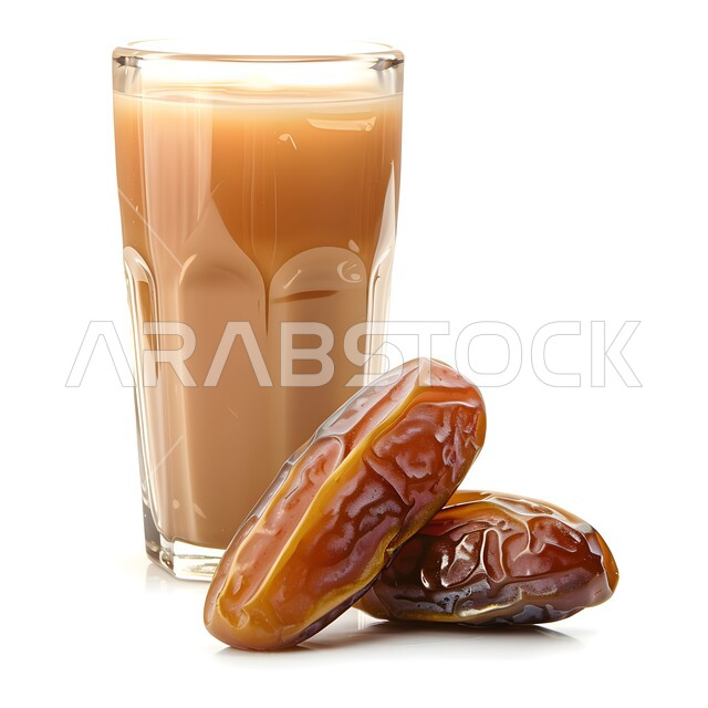 Ripe date fruit, date juice rich in beneficial nutrients, drinks that give energy and vitality, juices for healthy diets, delicious sugary dates, white background