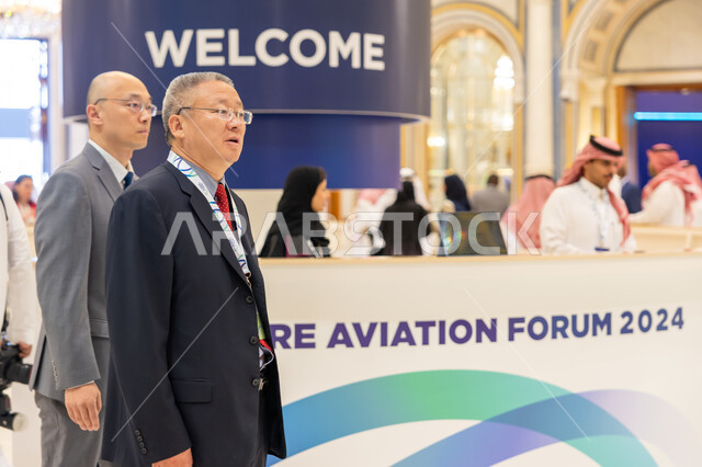 Famous cultural conferences and events, Saudi Vision 2030, visitors from all over the world attending the Future of Aviation Conference in Riyadh, Saudi Arabia, participation of experts and leaders of global companies, promoting innovation, sustainable air transport and cultural exchange