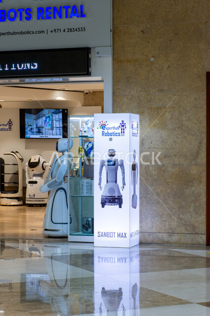شبكة البيانات الضخمة والتحول الرقمي، تحقيق الثورة الصناعية في الامارات العربية المتحدة، العلوم التقنية و تكنولوجيا الذكاء الاصطناعي ، متجر لبيع الروبوتات الحديثة بتقنيات عالية في المركز التجاري العالمي بمدينة دبي